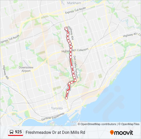 Plan de la ligne 925 de bus