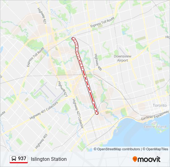 Plan de la ligne 937 de bus