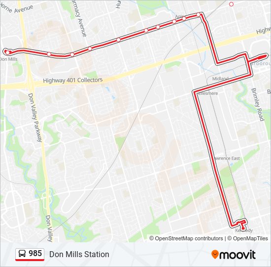 Plan de la ligne 985 de bus