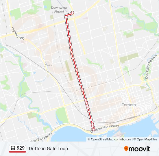 Plan de la ligne 929 de bus