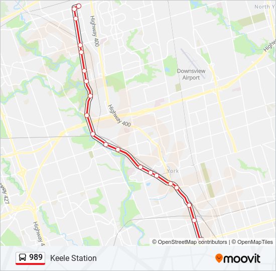 Plan de la ligne 989 de bus