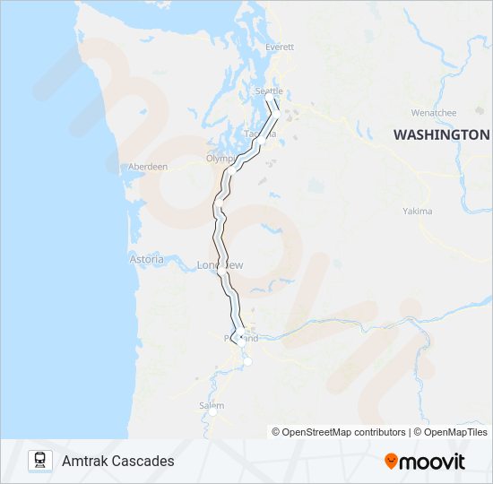 AMTRAK CASCADES Train Line Map