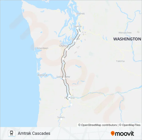 AMTRAK CASCADES Train Line Map