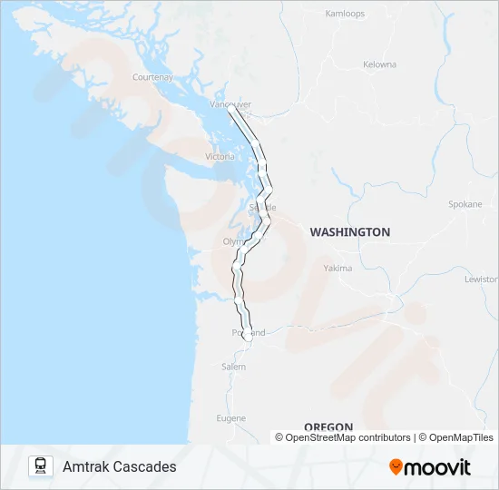 AMTRAK CASCADES Train Line Map