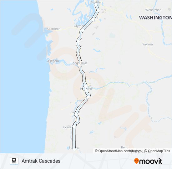 Mapa de AMTRAK CASCADES de tren