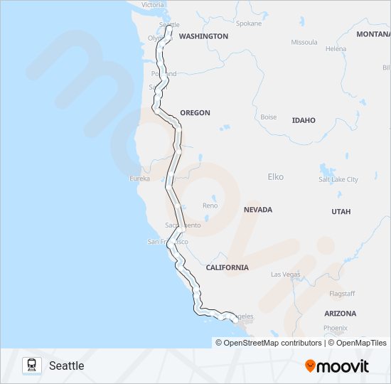 COAST STARLIGHT Train Line Map