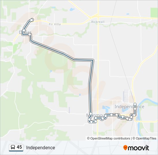 45 bus Line Map