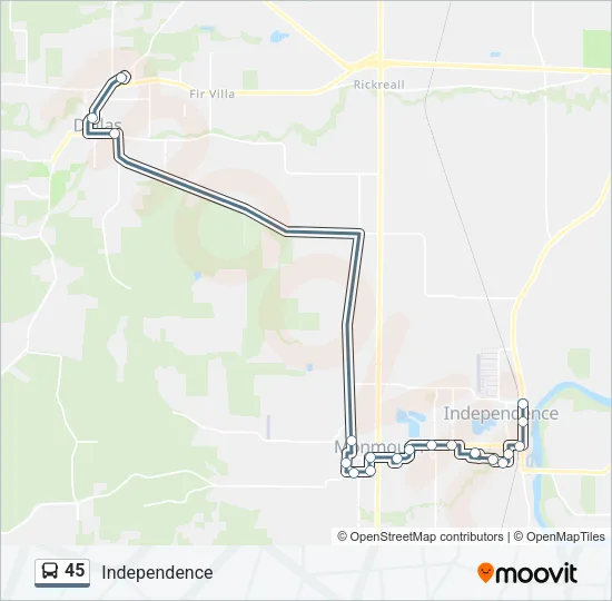 45 Bus Line Map