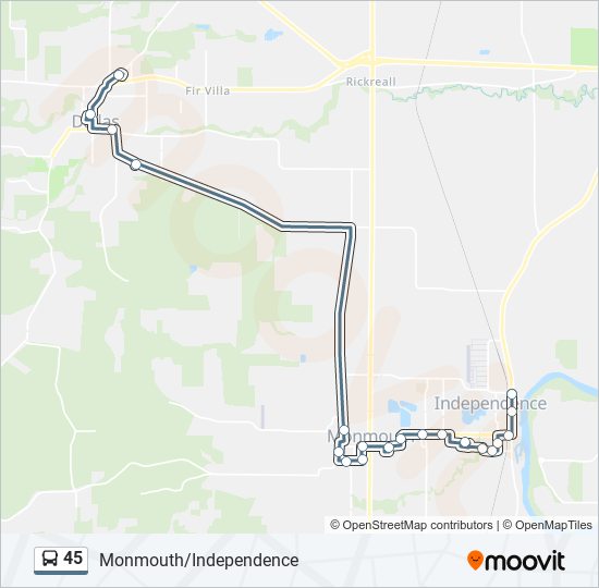 45 bus Line Map