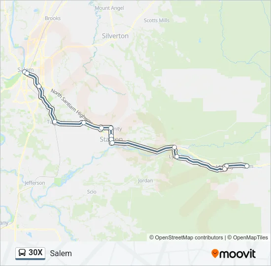 30X Bus Line Map