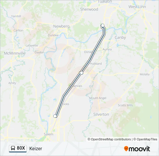 80X Bus Line Map