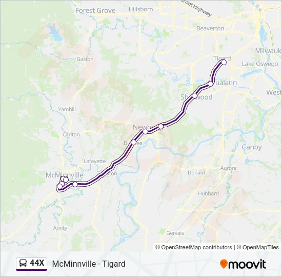 44X Bus Line Map