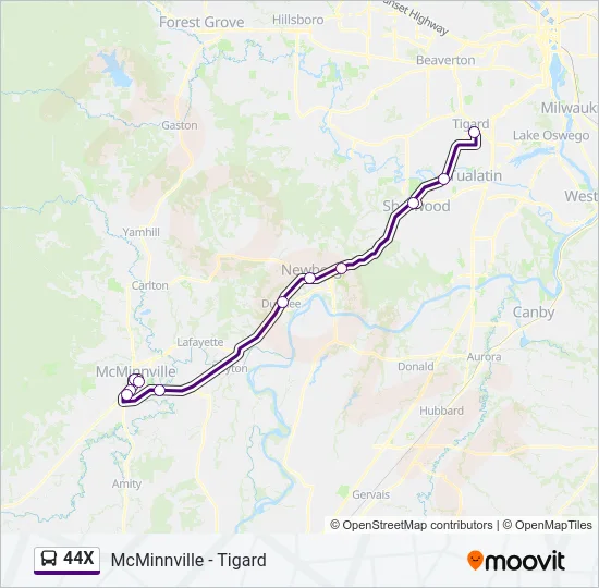 44X Bus Line Map