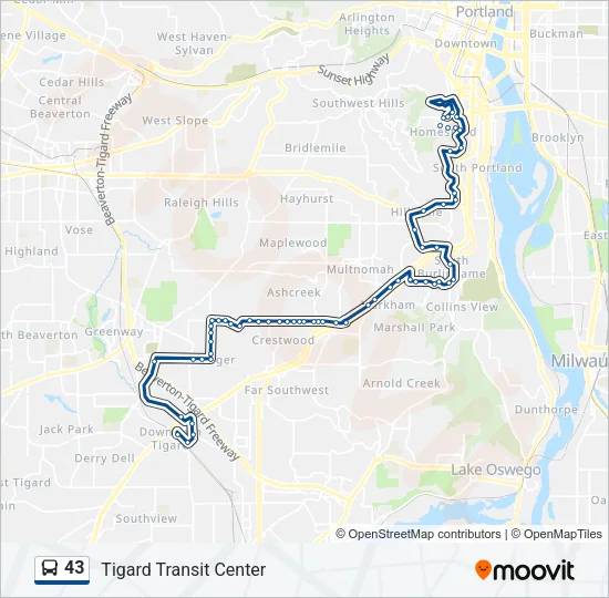 43 Bus Line Map
