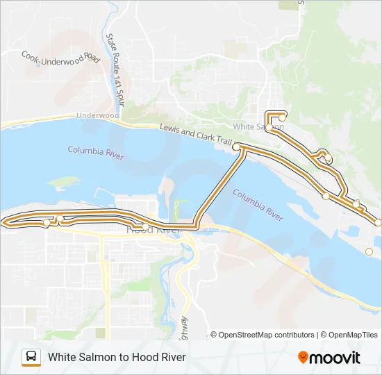 WHITE SALMON TO HOOD RIVER Bus Line Map