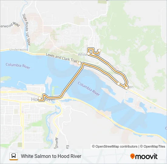 WHITE SALMON TO HOOD RIVER Bus Line Map