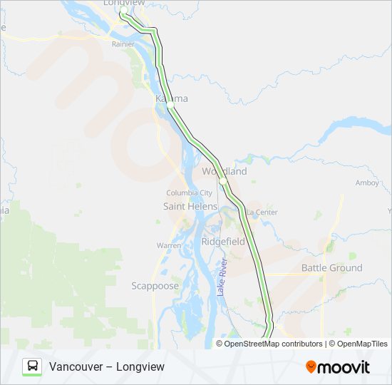 Mapa de VANCOUVER – LONGVIEW de autobús