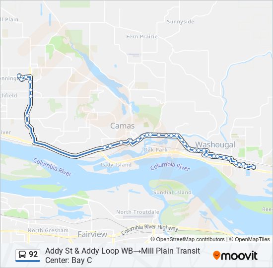 92 Route Schedules, Stops & Maps Addy St & Addy Loop WB‎→Mill Plain