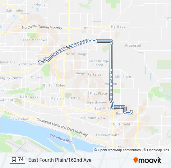 74 bus Line Map