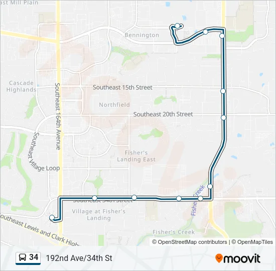 34 Bus Line Map