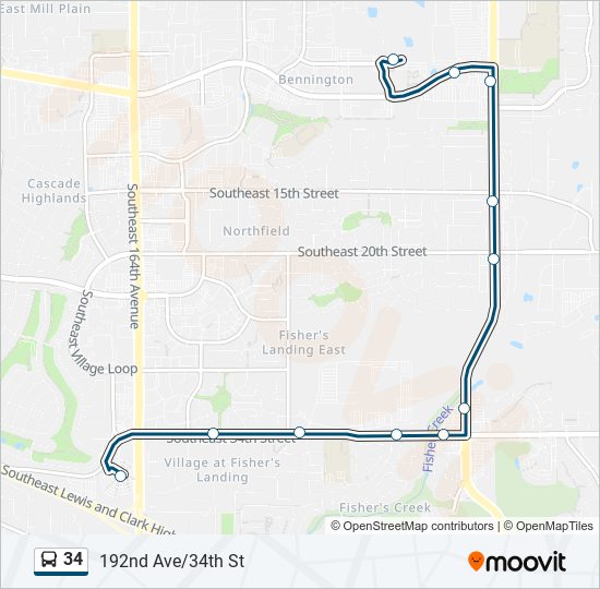 34 bus Line Map