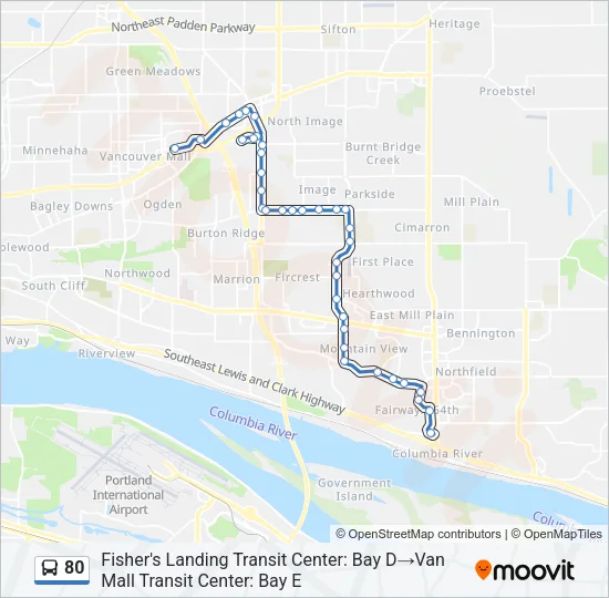 80 Bus Line Map
