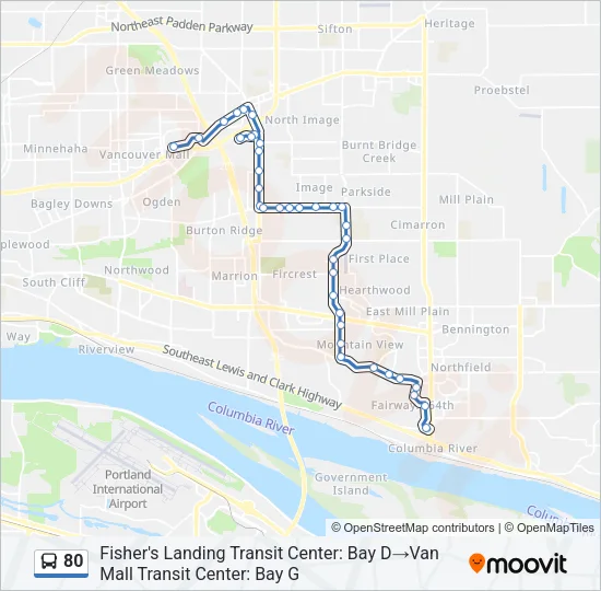 80 Bus Line Map