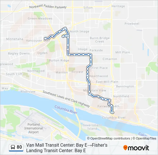 80 Bus Line Map