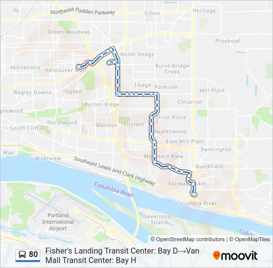 80 Bus Line Map