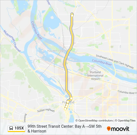 105X Bus Line Map