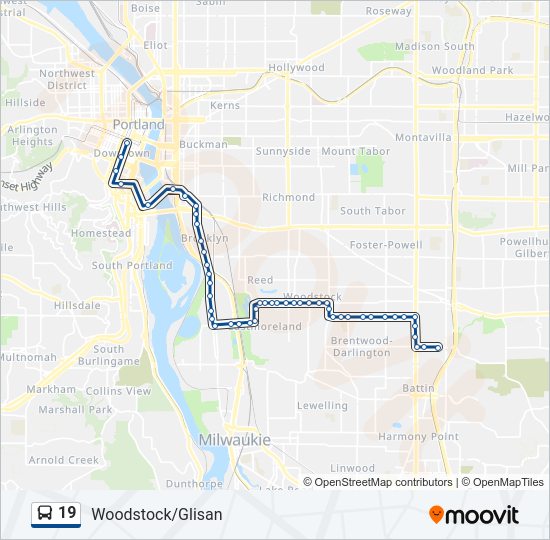 19 bus Line Map