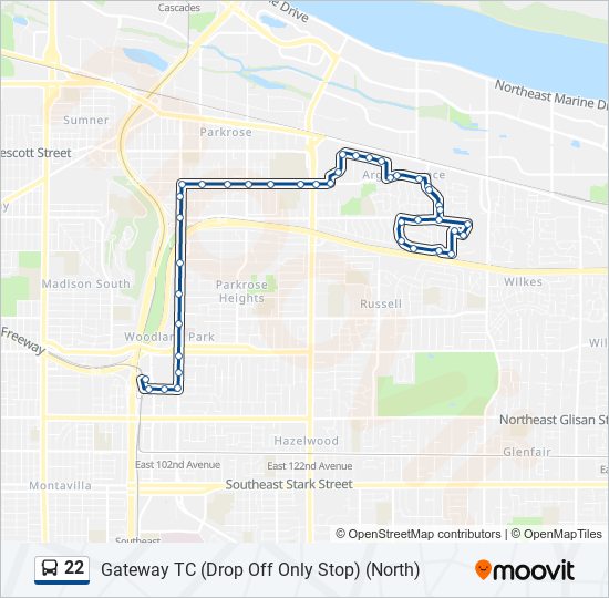 22 bus Line Map