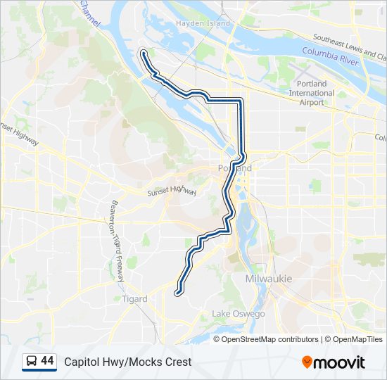 44 bus Line Map