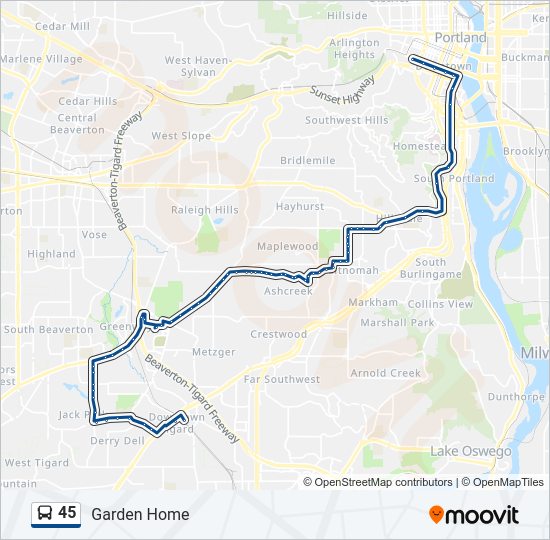 45 bus Line Map