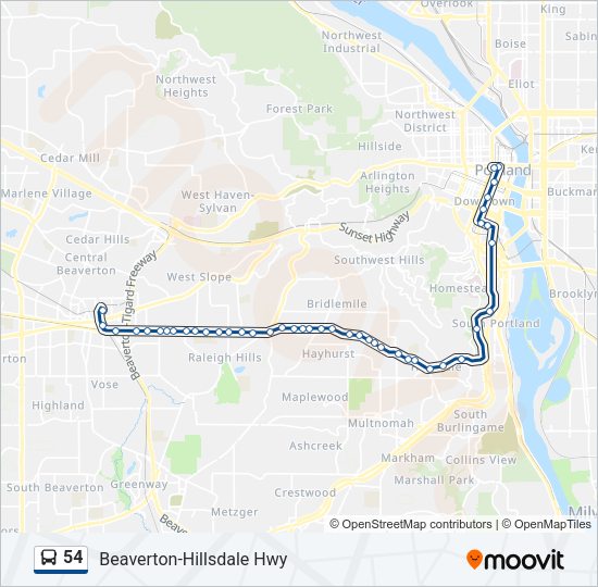 54 Bus Line Map