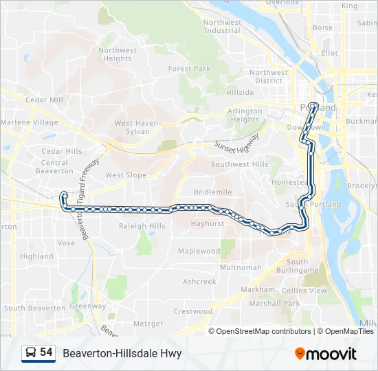 54 Bus Line Map