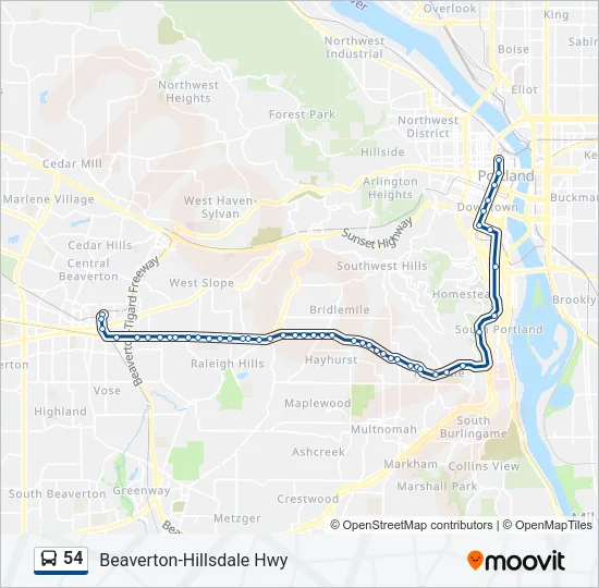 54 Bus Line Map