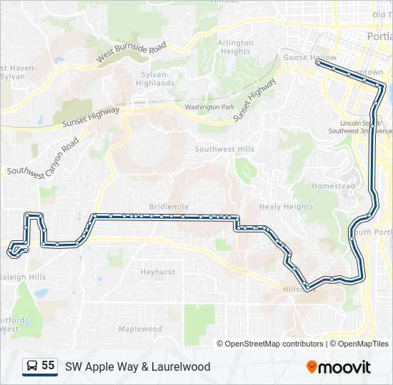 55 Bus Line Map