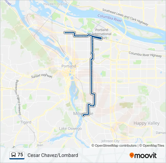 75 Bus Line Map