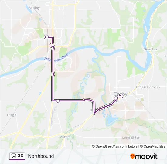3X Bus Line Map