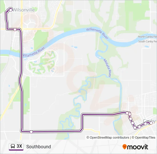 3X Bus Line Map