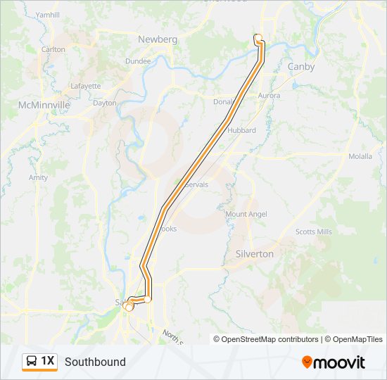 1X Bus Line Map