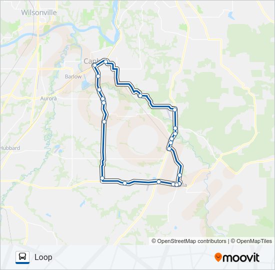 MOLALLA TO CANBY Bus Line Map