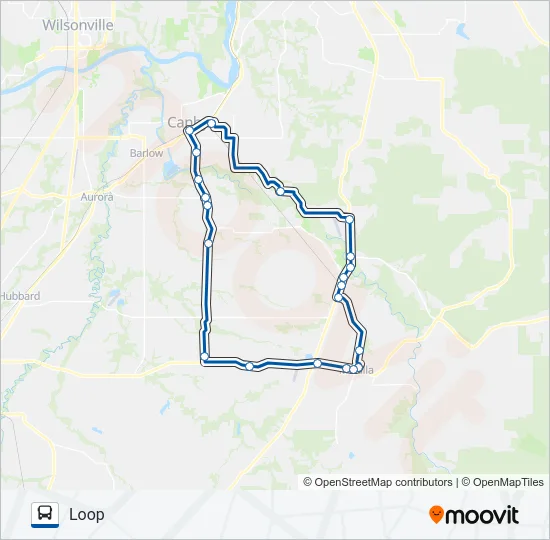 MOLALLA TO CANBY Bus Line Map