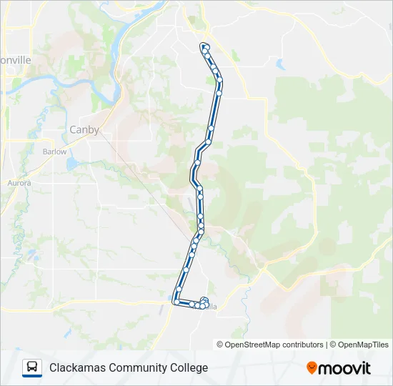 MOLALLA TO CLACKAMAS COMMUNITY COLLEGE Bus Line Map