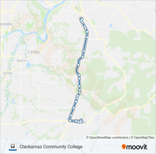 MOLALLA TO CLACKAMAS COMMUNITY COLLEGE bus Line Map