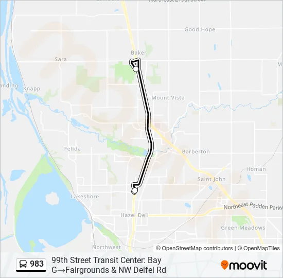 983 Bus Line Map