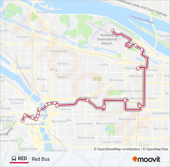 RED Bus Line Map