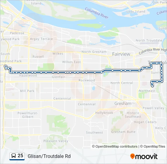 25 Bus Line Map