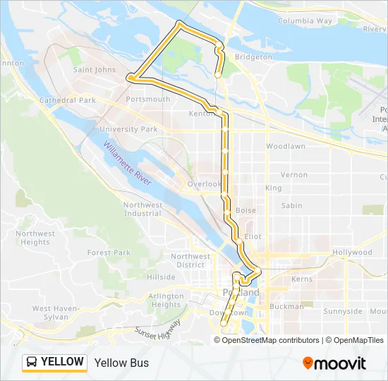 YELLOW Bus Line Map